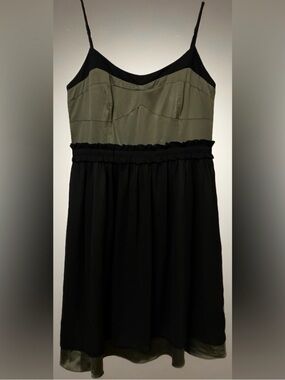BCBGeneration Olive and Black Spaghetti Strap Mini Dress